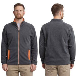 Starter Mens Full-Zip Fleece Jacket Size XL Gray Stand Collar Outdoors Fleece